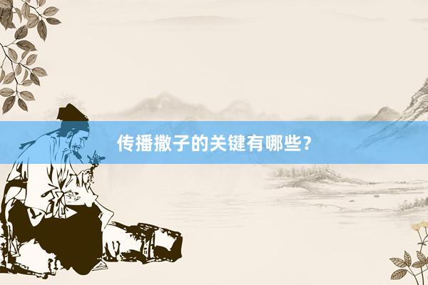 传播撒子的关键有哪些？