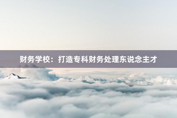 财务学校：打造专科财务处理东说念主才